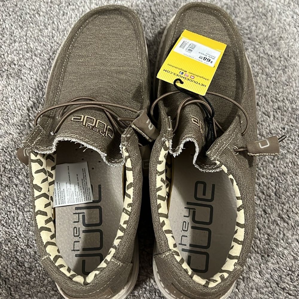 Men’s brown/taupe Hey Dude slip on shoes - Picture 5 of 7